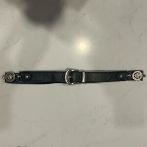 Versace Black Leather Belt with Silver Medusa Buckles